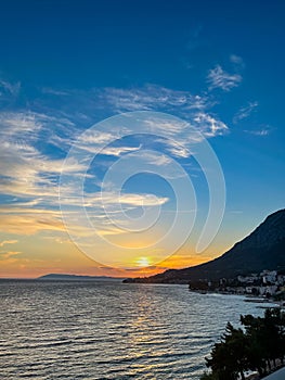 Summer Sunset over the beach, Makarska, Croatia