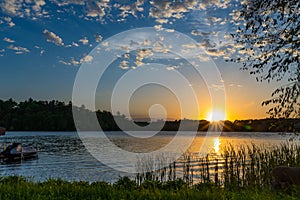 Summer sunset over lake in Minnesota