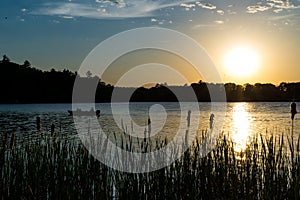 Summer sunset over lake in Minnesota