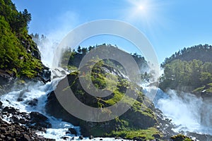 Summer sunshiny Latefossen waterfall, Norway