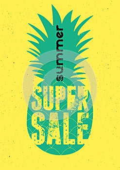 Summer Super Sale typographical vintage style grunge poster design. Retro vector illustration.