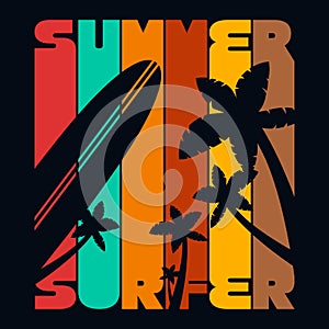 Summer Surfer T-shirt Typography Graphics, Vector