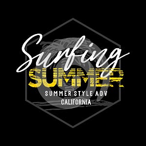 SUMMER SURFING design typography, Grunge background vector design text illustration, sign, t shirt graphics, print