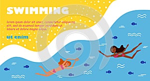 Summer swimming beach sea template