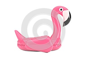 Summer Swimming Pool Inflantable Rubber Pink Flamingo Toy. 3d Rendering