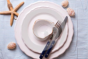 Summer table setting in nautical style