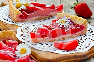 Summer tart with jelly strawberry