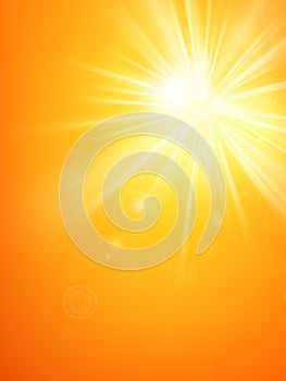 Summer template hot summer sun rays burst with lens flare. EPS 10