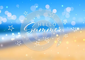 Summer themed background with defocussed beach background photo