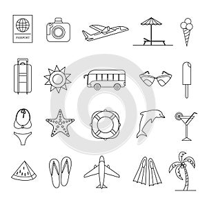 Summer thin line icons
