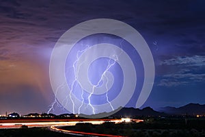 Summer thunderstorm with lightning