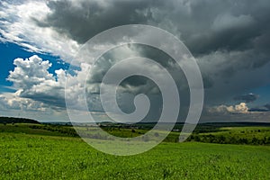 Summer thunderstorm over the village