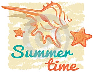 Summer time banner hand drawn quote. Holidays and seabed dwellers positive lettering poster