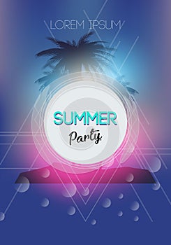 Summer Time Beach Party Flyer. 2018 trend colors. Vector Design EPS 10