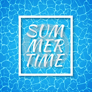 Summer time. Blue water background. Seamless blue ripples pattern. Water pool texture bottom background. Vector illustration