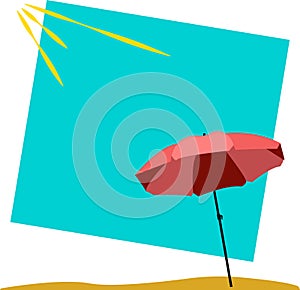 The summer time concept with umbrella on a beach