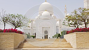 Summer time day light famous mosque entrance 4k uae