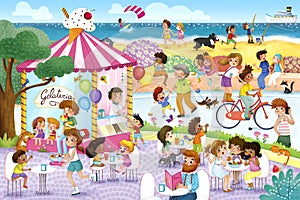 Summer time italian icecream beach kiosk