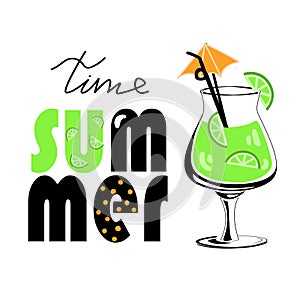 Summer time mojito cocktail lettering
