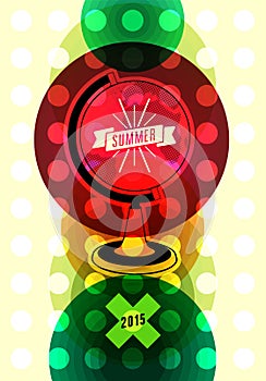 Summer time retro poster. Vector typographical design with colorful circle background. Eps 10.