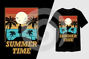 Summer Time Retro Vintage T Shirt Design
