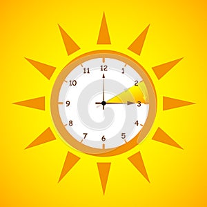 Summer time standard time after advancing for daylight saving time on yellow background