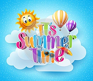 Summer Time Text in the Blue Sky Background