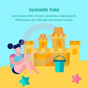 Summer Time Vacation Flat Banner, Poster Template