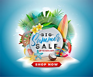 Summer time vector banner design Blue background..