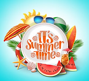 Summer time vector banner design with white circle