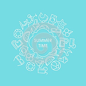 Summer time vector illustrations with icons