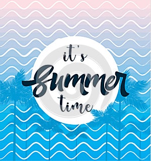 Summer time vector poste with palm photo