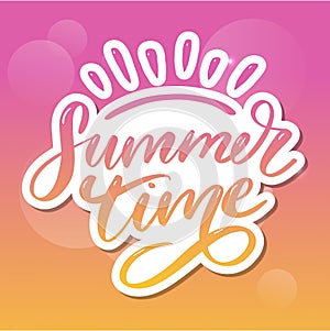 Summer time vector text lettering calligraphy letters black slogan Sales Holiday Flyer Banner Poster photo