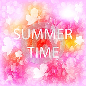 Summer time. Vintage yellow, rose season background whith flower