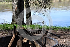 Summer Time At William O` Brien State Park in Washington county, Minnesota. St. Croix river view with a fire pit.