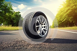 summer tire on road, space, ai generated