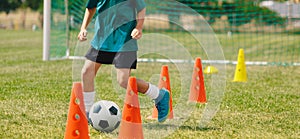 Summer Training Camp. Soccer Drills: The Slalom Drill. Youth Soccer Practice Drills photo