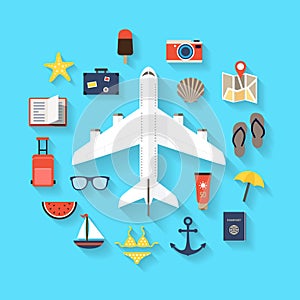 Summer Travel Background - Icons