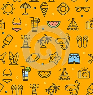 Summer Travel Recreation Holiday Pattern Background. Vector