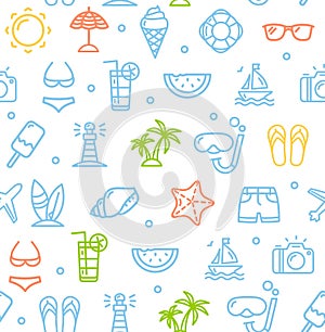 Summer Travel Recreation Holiday Pattern Background. Vector