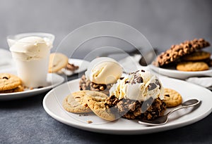 Summer treat: cookies and ice cream on a plate