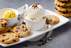 Summer treat: cookies and ice cream on a plate