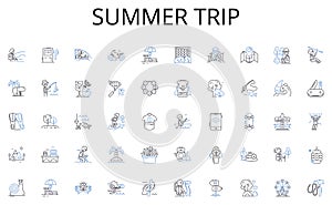 Summer trip line icons collection. Payment, Transfer, Exchange, Purchase, Withdrawal, Deposit, Trade vector and linear