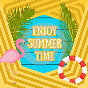 Summer Tropic  Vacation Background with flamingo Bird. Summer Holiday