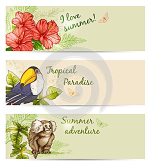 Summer tropical banners