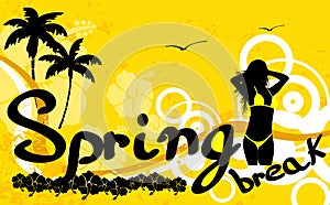 Summer tropical spring break background postal card illustration