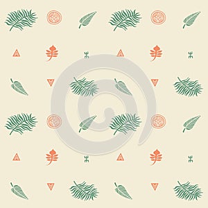 Summer Tropical Vector Seamless Pattern. Background With Palm Branch And Leaves. Hand Draw Nature Pattern.