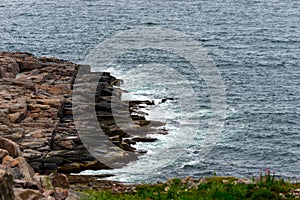 Summer tundra. Rocky coastline of Barents Sea near Teriberka. Scenery of Russian North. Kola Peninsula, Murmansk Oblast