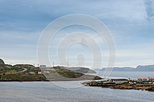 Summer tundra. Rocky coastline of Barents Sea near Teriberka. Scenery of Russian North. Kola Peninsula, Murmansk Oblast