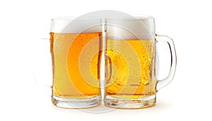 Summer two beer on a white background